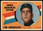 1960 Topps #145  -  Jim Umbricht Rookie Star<br />B60T 14 2291<br /><a class='button AddToCart' data-ajax='true' data-ajax-mode='replace' data-ajax-update='#cart-info' href='/AddToCart?itemId=7070287&quantity=1&type=0'>Add To Cart</a>