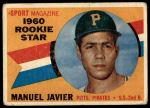 1960 Topps #133  -  Manuel Javier Rookie Star<br />B60T 14 2471<br /><a class='button AddToCart' data-ajax='true' data-ajax-mode='replace' data-ajax-update='#cart-info' href='/AddToCart?itemId=7070472&quantity=1&type=0'>Add To Cart</a>