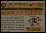 1960 Topps #518 Tony Gonzalez<br />B60T 14 2512<br /><a class='button AddToCart' data-ajax='true' data-ajax-mode='replace' data-ajax-update='#cart-info' href='/AddToCart?itemId=7070519&quantity=1&type=0'>Add To Cart</a>