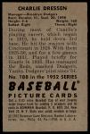 1952 Bowman #188 Chuck Dressen<br />B52B 01 8792<br /><a class='button AddToCart' data-ajax='true' data-ajax-mode='replace' data-ajax-update='#cart-info' href='/AddToCart?itemId=7070578&quantity=1&type=0'>Add To Cart</a>