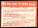 1964 Topps #418  -  Darold Knowles / Les Narum Orioles Rookies<br />B64T 12 8526<br /><a class='button AddToCart' data-ajax='true' data-ajax-mode='replace' data-ajax-update='#cart-info' href='/AddToCart?itemId=7071093&quantity=1&type=0'>Add To Cart</a>