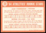 1964 Topps #388  -  George Williams / John O'Donghue Athletics Rookies<br />B64T 12 8642<br /><a class='button AddToCart' data-ajax='true' data-ajax-mode='replace' data-ajax-update='#cart-info' href='/AddToCart?itemId=7071209&quantity=1&type=0'>Add To Cart</a>