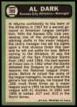 1967 Topps #389 Al Dark<br />B67T 14 5866<br /><a class='button AddToCart' data-ajax='true' data-ajax-mode='replace' data-ajax-update='#cart-info' href='/AddToCart?itemId=7072513&quantity=1&type=0'>Add To Cart</a>