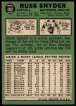 1967 Topps #405 Russ Snyder<br />B67T 14 5959<br /><a class='button AddToCart' data-ajax='true' data-ajax-mode='replace' data-ajax-update='#cart-info' href='/AddToCart?itemId=7072699&quantity=1&type=0'>Add To Cart</a>