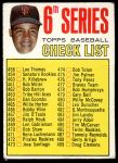 1967 Topps #454 ONE  -  Juan Marichal Checklist 6<br />B67T 14 6038<br /><a class='button AddToCart' data-ajax='true' data-ajax-mode='replace' data-ajax-update='#cart-info' href='/AddToCart?itemId=7072842&quantity=1&type=0'>Add To Cart</a>