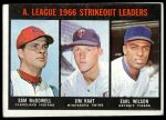 1967 Topps #237  -  Jim Kaat / Sam McDowell / Earl Wilson AL Strikeout Leaders<br />B67T 14 6179<br /><a class='button AddToCart' data-ajax='true' data-ajax-mode='replace' data-ajax-update='#cart-info' href='/AddToCart?itemId=7072983&quantity=1&type=0'>Add To Cart</a>