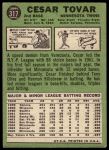 1967 Topps #317 Cesar Tovar<br />B67T 14 6282<br /><a class='button AddToCart' data-ajax='true' data-ajax-mode='replace' data-ajax-update='#cart-info' href='/AddToCart?itemId=7073151&quantity=1&type=0'>Add To Cart</a>