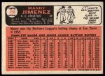 1966 Topps #458 Name misspelled as "Jiminez" on Front Manny Jimenez<br />B66T 14 6692<br /><a class='button AddToCart' data-ajax='true' data-ajax-mode='replace' data-ajax-update='#cart-info' href='/AddToCart?itemId=7073564&quantity=1&type=0'>Add To Cart</a>