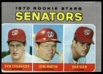 1970 Topps #599  -  Gene Martin / Dick Stelmaszek / Dick Such Senators Rookies<br />B70T 12 3841<br /><a class='button AddToCart' data-ajax='true' data-ajax-mode='replace' data-ajax-update='#cart-info' href='/AddToCart?itemId=7074113&quantity=1&type=0'>Add To Cart</a>