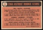1966 Topps #539  -  Bill Heath / Carroll Sembera Astros Rookies<br />B66T 14 7266<br /><a class='button AddToCart' data-ajax='true' data-ajax-mode='replace' data-ajax-update='#cart-info' href='/AddToCart?itemId=7074496&quantity=1&type=0'>Add To Cart</a>