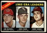 1966 Topps #222  -  Eddie Fisher / Sam McDowell / Sonny Siebert AL ERA Leaders<br />B66T 14 7580<br /><a class='button AddToCart' data-ajax='true' data-ajax-mode='replace' data-ajax-update='#cart-info' href='/AddToCart?itemId=7074905&quantity=1&type=0'>Add To Cart</a>