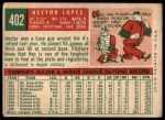 1959 Topps #402 Hector Lopez<br />B59T 15 1107<br /><a class='button AddToCart' data-ajax='true' data-ajax-mode='replace' data-ajax-update='#cart-info' href='/AddToCart?itemId=7075999&quantity=1&type=0'>Add To Cart</a>