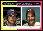 1975 Topps Mini #308  -  Johnny Bench / Jeff Burroughs RBI Leaders<br />B75M 06 6039<br /><a class='button AddToCart' data-ajax='true' data-ajax-mode='replace' data-ajax-update='#cart-info' href='/AddToCart?itemId=7076471&quantity=1&type=0'>Add To Cart</a>