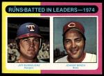 1975 Topps Mini #308  -  Johnny Bench / Jeff Burroughs RBI Leaders<br />B75M 06 6040<br /><a class='button AddToCart' data-ajax='true' data-ajax-mode='replace' data-ajax-update='#cart-info' href='/AddToCart?itemId=7076472&quantity=1&type=0'>Add To Cart</a>
