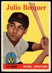1958 Topps #458 Julio Becquer<br />B58T 10 7228<br /><a class='button AddToCart' data-ajax='true' data-ajax-mode='replace' data-ajax-update='#cart-info' href='/AddToCart?itemId=7076863&quantity=1&type=0'>Add To Cart</a>