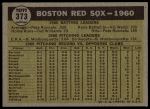 1961 Topps #373  Red Sox Team<br />B61T 15 2305<br /><a class='button AddToCart' data-ajax='true' data-ajax-mode='replace' data-ajax-update='#cart-info' href='/AddToCart?itemId=7077193&quantity=1&type=0'>Add To Cart</a>