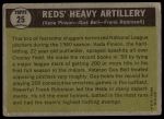 1961 Topps #25  -  Frank Robinson / Vada Pinson / Gus Bell Reds Heavy Artillery<br />B61T 15 2446<br /><a class='button AddToCart' data-ajax='true' data-ajax-mode='replace' data-ajax-update='#cart-info' href='/AddToCart?itemId=7077335&quantity=1&type=0'>Add To Cart</a>