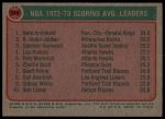 1973 Topps #154  -  Nate Archibald / Kareem Abdul-Jabbar / Spencer Haywood NBA Scoring Average Leaders<br />K73T 05 5744<br /><a class='button AddToCart' data-ajax='true' data-ajax-mode='replace' data-ajax-update='#cart-info' href='/AddToCart?itemId=7080303&quantity=1&type=0'>Add To Cart</a>