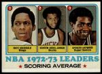1973 Topps #154  -  Nate Archibald / Kareem Abdul-Jabbar / Spencer Haywood NBA Scoring Average Leaders<br />K73T 05 6207<br /><a class='button AddToCart' data-ajax='true' data-ajax-mode='replace' data-ajax-update='#cart-info' href='/AddToCart?itemId=7081237&quantity=1&type=0'>Add To Cart</a>