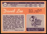 1970 Topps #222 David Lee<br />ST01 06 8788<br /><a class='button AddToCart' data-ajax='true' data-ajax-mode='replace' data-ajax-update='#cart-info' href='/AddToCart?itemId=7098861&quantity=1&type=0'>Add To Cart</a>