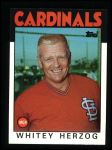 #441 Cardinals Team Checklist Whitey Herzog 