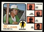 #179 A's Leaders Dick Williams / Jerry Adair / Vern Hoscheit / Irv Noren / Wes Stock Orange No Ear 