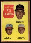 #58 NL Pitching Leaders Warren Spahn / Joe Jay / Jim O'Toole 